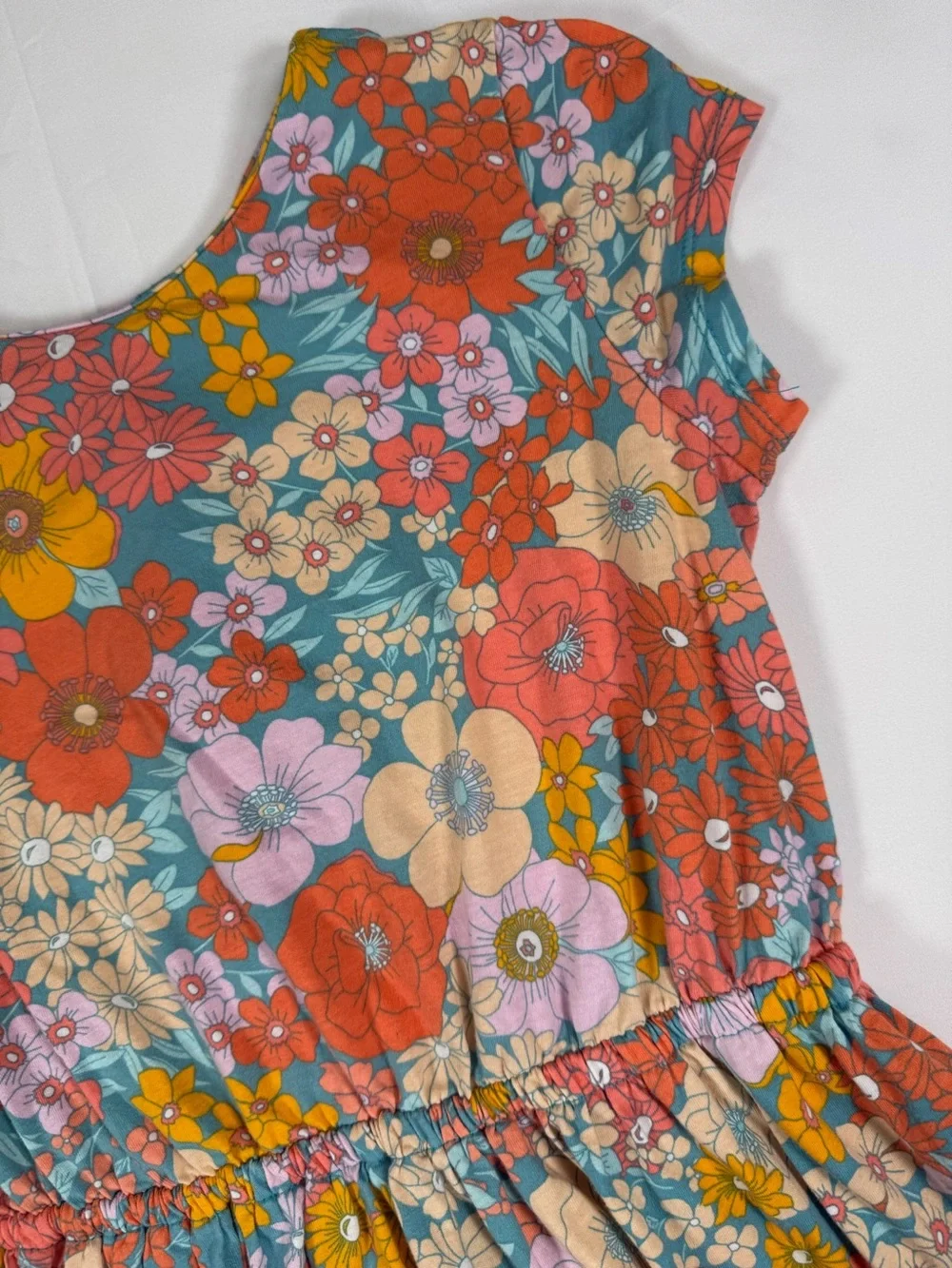 CARTER’S KID Girls Floral Dress Size 12/12A Boho Cotton Short Sleeve Spring